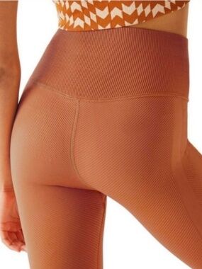 Free People Movement High Rise Ribbed Compression Leggings Toasted Coconut NWT S